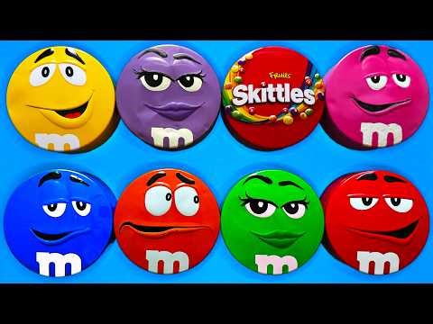 Satisfying Video | Fresh Unpacking Radiant Skittles and Sweet M&M'S Candy From Bright Tins ASMR