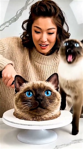 😹 Real Cat vs Cake Chaos – Must Watch Hilarious Reaction! 🎂💥 #catreaction #funnycat #catcake