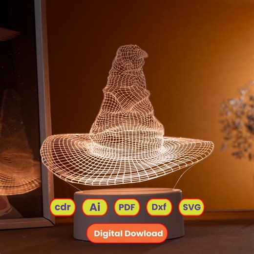 3D Sorting Hat, Harry Potter Vector Lamp File, Plan for CNC Laser Engraving, SVG - Etsy