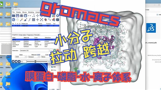 21 拉动小分子 跨越 “膜蛋白-磷脂-水-离子”的gromacs模拟