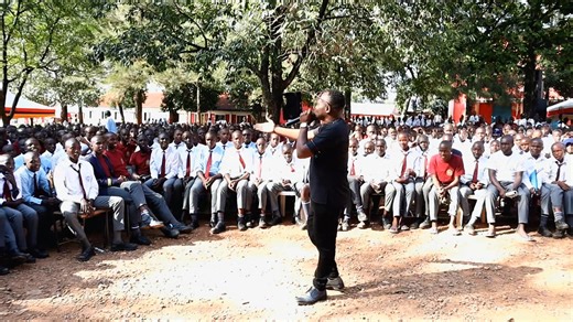 A light moment with the brilliant minds of Cardinal Otunga High School — always proud to return as an alumnus! #CardyKipenzi #ProudAlumni | Miggy Champ