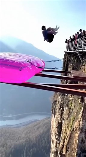 Cliff jump gets crazy fast 😱🔥