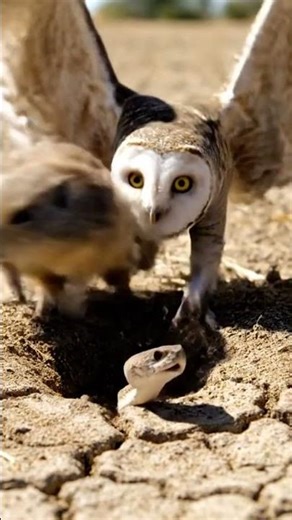 Triple Threat Standoff: A Clever Escape #wildlife #owl #snake #survival #escape