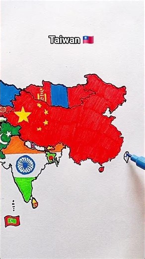Draw Flag Map of Taiwan 🇹🇼 #taiwan