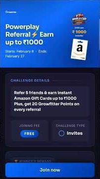 Growfitter Referral Code - MARA4QZW - Earn Upto Rs1000 Amazon Gift Voucher #earningapp