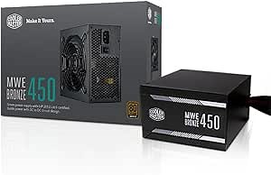 Cooler Master MWE 450 Bronze, 80+ Bronze Certified 450W Power Supply, 3 Year Warranty