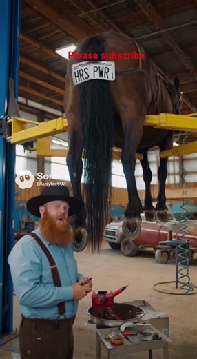 Amish changing oil