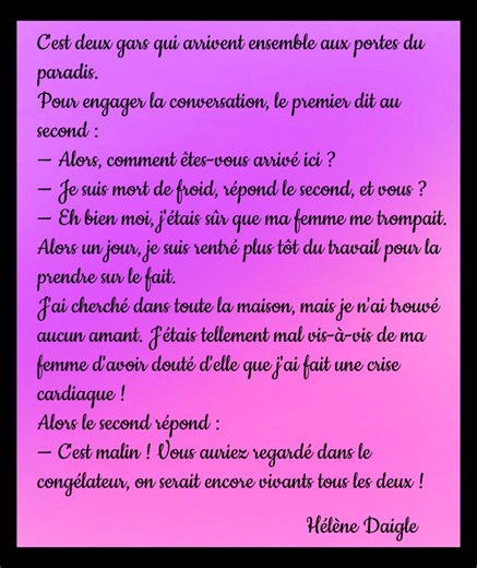 2.1K reactions · 674 shares | C'est deux gars qui arrivent ensemble.. ABONNE-TOI : Partager svp ❤️ #blague | Helene Daigle | Facebook