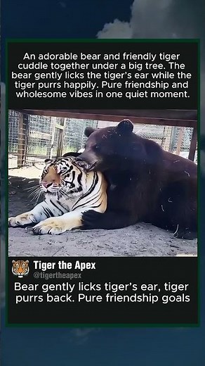 Bear and Tiger Cuddle Moment #animalfriends #cuteanimals