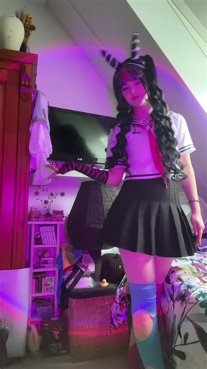 3/7 twst dorm dances done!! Idk which one I’ll do next but likely Obidience or Entanglement [ #cosplay #danganronpa #ibukimioda #ibukimiodacosplay #danganronpacosplay ]