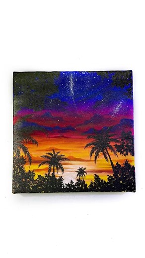🌈🌅 Sunset painting with acrylic | sunset painting for beginners #shots #acrylicpainting #painting