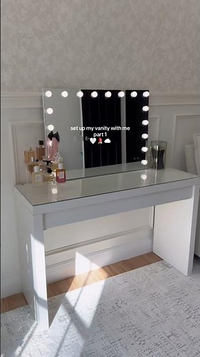 Set up my vanity with me pt.1 🤍 #vanity #makeupvanity #ikea #dressingtable #asmr #makeuplover