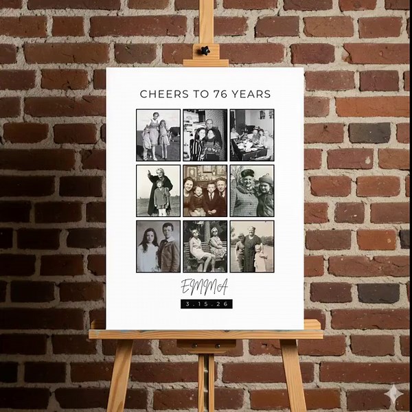 76th Birthday Photo Collage Template, Cheers to 76 Years Welcome Sign (digital Download) - Etsy