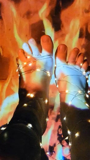 Feet Wrapped in Light by Fireplace Projector ✨️ Cozy Christmas Vibes
