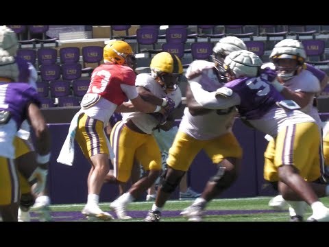 LSU FOOTBALL spring SCRIMMAGE practice video