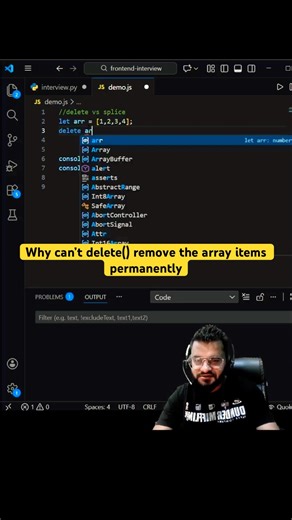 How to delete the array items using splice function #coding #javascript #leetcode