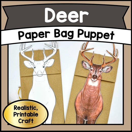 Printable DEER Paper Bag Puppet | DIY Craft Template PDF | Fun Kids Easter & Educational Activity Kit - Etsy