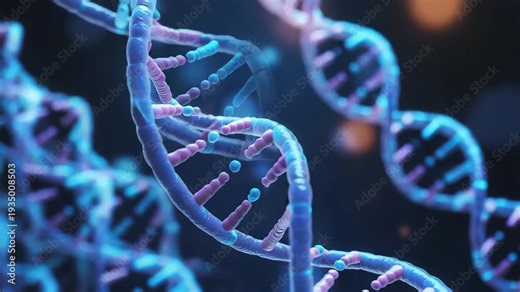 Stunning DNA double helix structure with vibrant blue and pink hues