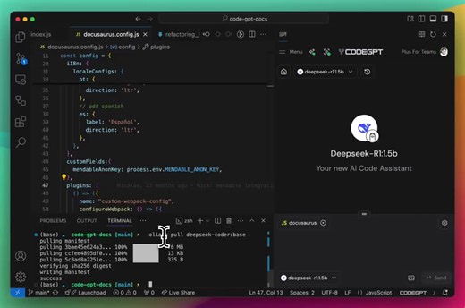 🚀 Run DeepSeek models Locally for Autocomplete & Chat in VSCode.Faster, private, and secure AI code assistant with no API keys—runs entirely on your machine.  It takes only a minute:> Download… | AlphaSignal | 22 comments