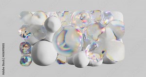 3D background. Abstract dispersion glass sphere. Futuristic soft blob with rainbow. Liquid shape, animation in 4K. Holographic spectrum colors. Prism, iridescent concept