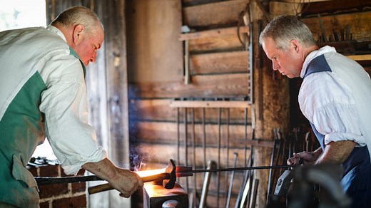 From forge to flintlock 🔨 Colonial Williamsburg gunsmiths Darrin McDonal and Mason Lee walk us through the 18th-century trade that blended ironwork, woodworking, and precision craftsmanship. Learn how rifles, pistols, and fowling pieces were made by hand using tools and techniques from the past. #Gunsmith #LivingHistory #18thCentury #Trades | Colonial Williamsburg