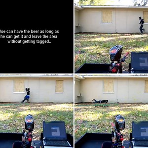 Thirsty Man Prevented from Enjoying Bottle of Beer by Self-Targeting Auto-Firing Paintball Sentry Gun - Core77