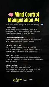 5.6K views · 31 reactions | 易 Mind Control Manipulation #4 – Use These Psychological Tactics Carefully ️‍️  Which one have you seen in real life? Let’s talk in the comments. | Relation & Love Fact | Facebook