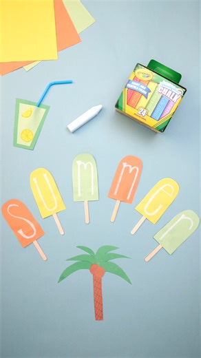 12K views · 57 reactions | This summer popsicle sign is bright, bold, and bursting with color! ☀️ Bring the fun of Crayola Sidewalk Chalk indoors for a new spin on craft time. ️ #CrayolaChalk #IndoorArtFun #SummerCrafts | Crayola | Facebook