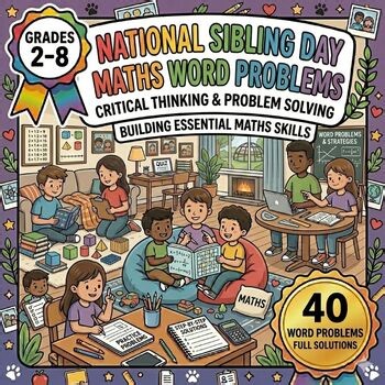 National Sibling Day Math Word Problems | Grades 2–8 | April Math Activities