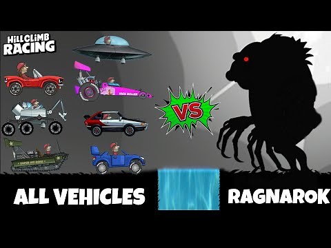 ALL CARS vs RAGNAROK 😱 in Hill Climb Racing - Karthik HCR 2
