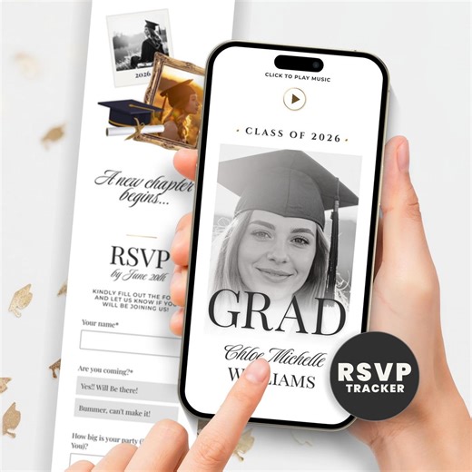Graduation Invitations 2026, Photo Simple Invitation Website, Online RSVP Guest Tracker, Editable Canva Template, Text Invite - Etsy Australia