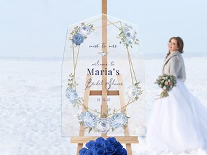 Winter Bridal Shower Sign, Something Blue Bridal Shower Sign, Personalized Bridal Shower Welcome Sign, Speedyorders - Etsy