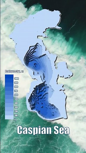 Bathymetric Map of the Caspian Sea 🌊#Map #Geography #Sea #Caspian