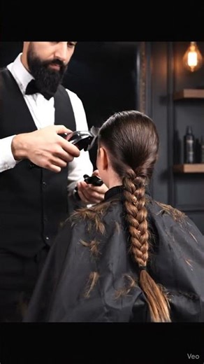 Women haircut braid Choping Her long Thick Braid #womenhaircut #trim #trending #hair