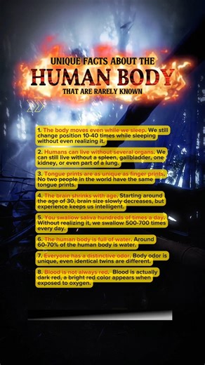 UNIQUE FACTS ABOUT THE HUMAN BODY THAT ARE RARELY KNOWN