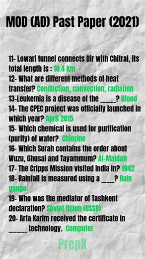 MOD(AD) Past Paper Part 2 #exam #ppscpapers #fpsc #mcqsseries #mod #onepapermcqspreparation