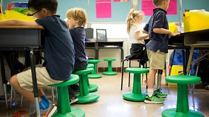 Wobble chairs, bouncy balls let students wiggle while they work