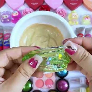 Satisfying Slime ASMR Video | DIY How To Make Pink Slime Mixing Makeup Cosmetics Glitter