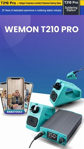 Baba Tools on Instagram: "Model: WEMON T210 Pro Shop now: https://babaocamachine.com/product/wemon-t210-pro-soldering-iron-station-120w-high-power-digital-display-pid-temperature-control-soldering-iron-with-t210-handle/ Type: High-Power Digital Soldering Iron Station Function: Delivers fast heating and precise temperature control for professional soldering and rework Features: 120W high power output, PID temperature control, digital display, T210 handle for quick tip response and stability Appli