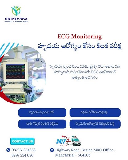 ECG Monitoring – Heart Rhythm & Chest Pain Evaluation | Best Trauma Hospital in Mancherial