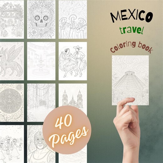 Mexico Coloring Pages for Adults | Whimsical Realism Mexican Art | Cultural Travel Coloring Book | Printable PDF - Etsy