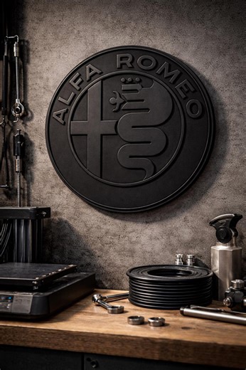 3d-printed Black Alfa Romeo Emblem | Car Garage Decoration | 250mm Automotive Wall Art - Etsy