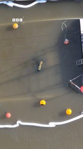 The Godthaab sunk in the Hull Marina over the weekend. | BBC Humberside