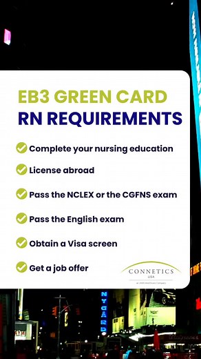 7.8K views · 34 reactions | EB3 Visa Requirements for Registered Nurses. Apply now at cusa.link/appy-now #connetics #eb3 #eb3visa #nurse #registerednurse #immigration | AMN Healthcare International | Facebook