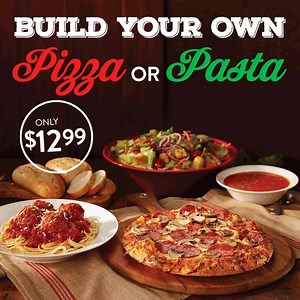 1.8K views | The Build Your Own Pizza or Pasta Event is back! You decide exactly how you like it. Even comes with All-You-Can-Eat Soup or Salad & Garlic Homeloaf. All for only $12.99! | East Side Mario's | Facebook