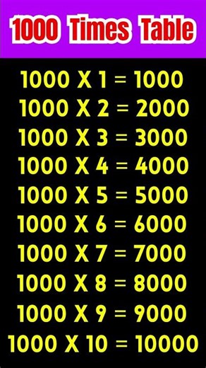 1000 times table | 1000 ki table #shorts