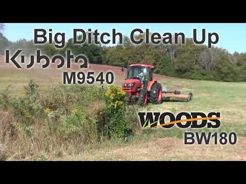 Kubota M9540 and Woods BW180 Ditch Cleanup