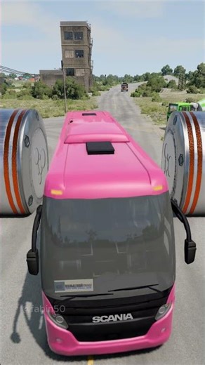 Pipe Truck vs Buses Hydraulic Crush - BeamNG.Drive #beamngdrive