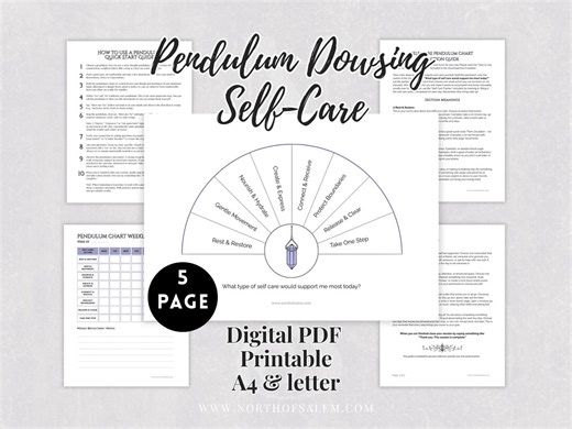 Pendulum Dowsing Self-care Charts   Guide | 6 Page Printable PDF | Healthy Decision Charts, How to Dowse, Divination, Journal, Habit Tracker - Etsy