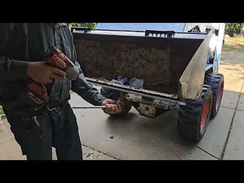 Cutting edge replacement on a bobcat bucket